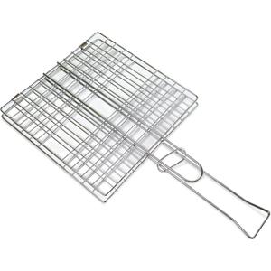 Tredoni 8x8-inch Stainless Steel BBQ Turn-Over Grill Net Clamp - Reversible Liver/Fish Barbecue Grid Holder