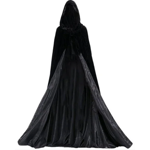 Halloween Velvet Cloak Cape with Hood Medieval Costumes Hooded Cloaks, Size M
