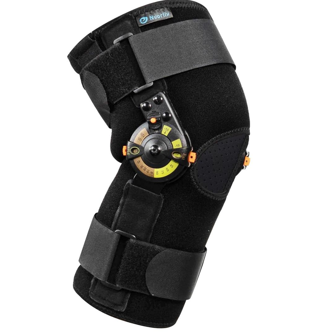 Nvorliy Hinged ROM Knee Brace with Side Stabilizers & Locking Dials, Post Op Knee Immobilizer for Arthritis, ACL, MCL, PCL, Meniscus Tear, Injurie/Knee Pain, Medical Orthopedic Support (Large)