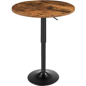 HOOBRO Bar Table, Height-Adjustable Round Pub Table 27-35.4 Inches with Sturdy Base, Modern Style, Easy to Assemble, Suitable for Small Space, Rustic and Black BF58BT01G1, 21.7"L x 21.7"W x 27"-35.4"H