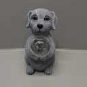 Dog Garden Statues - 8.4 Dog Decor with Gazing Ball LED Lights, Unique Gifts for Mom Grandma Birthdays, Outdoor Decor for Outside Lawn Porch Patio (Gray)