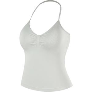 AUROLA Influence Longline Strappy Workout Halter Tops for Women,Removable Cups Padded Bras Impact Gym Yoga Sleeveless Tank Top,Glacier Gray,XS