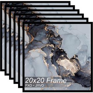 Fxojyvo 20x20 Frame Set of 6, Black Picture Frame for 20 x 20 Square Picture Poster Photo, Light Weight and High Transparent 20 by 20 Frame for Wall - 6 Pack/Black/20 x20