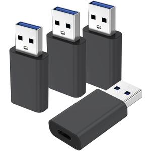 4 Pack USB to USB C Adapter, USB-C Female to USB Male Adapter,OTG Charger Converter Compatible for Apple Watch Ultra iWatch/iPhone/Pro Max Plus/Airpods/iPad 9 10 Air 5 Mini 6/Car/Samsung