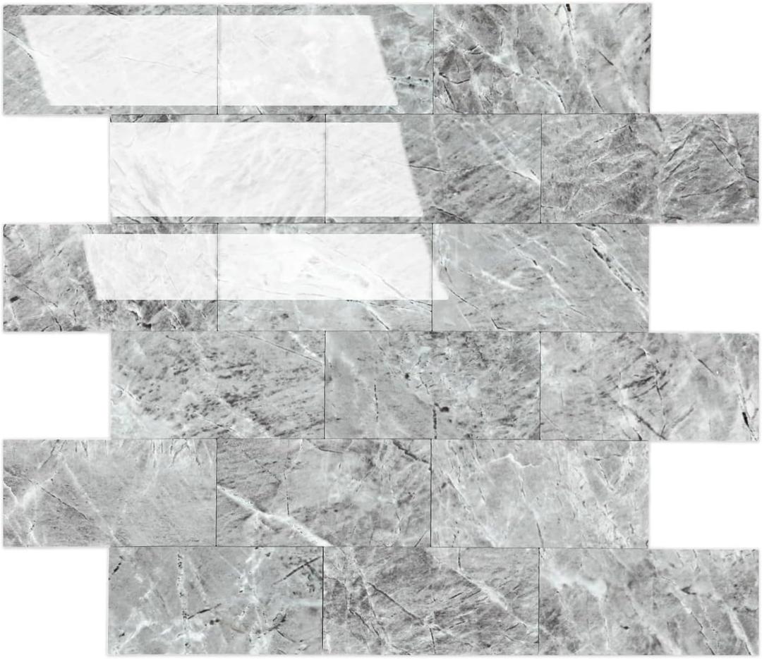 2026 New Upgrade Peel and Stick Backsplash Tile, Peel and Stick 11.34" X 11.57" Wall Tile for Kitchen, Bathroom, Fireplace, Laundry (Polished Gray, 20 Packs)