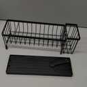 Moforoco Extra Large Sponge Holder for Kitchen Sink Organizer Caddy, Dish Brush Scrubber Holder,Stainless Steel Sink Box Utensil Holder,Soap Dispenser Set Tray Counter Accessories & Storage Rack (Black)