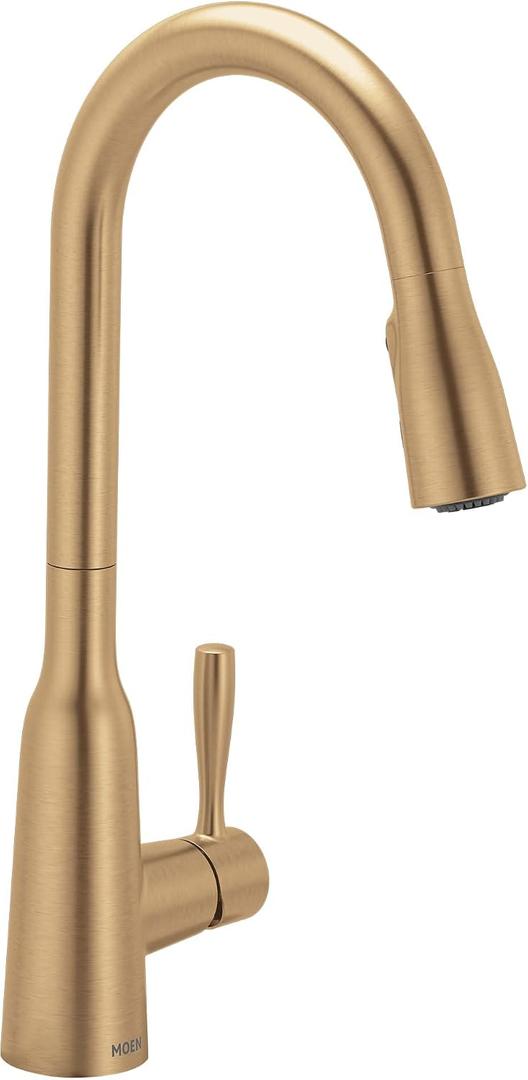 Moen Orivesi Bronzed Gold One-Handle High Arc Pulldown Kitchen Faucet with Power Boost, 87891BZG
