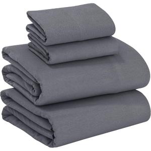 RUVANTI 100% Cotton Flannel Sheets Full Size - 4 Piece Warm, Soft & Breathable, Deep Pocket, Double Brushed Cozy All Season Bedding Set, Dark Grey