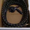 Guitar Cable 15 Feet/2 Pack-Right Angle+Straight to Straight Instrument Cable-Gold Plated Nylon Braided-90 Degree 1/4 Inch TS Electric Bass Guitar Cord Amp Cable 6.35mm Male with 6 Guitar Picks+5 Ties (15FT-2PK, Angled to Straight + Straight to Straight)