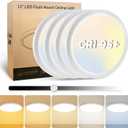 4Pack 12 Inch LED Flush Mount Ceiling Light, 25W, 3000LM, CRI 95+, 2700K-5000K 5CCT & Dimmable, White Round Surface Flat Panel Light for Hallway, Kitchen, Bedroom, Laundry Room