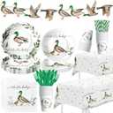 Mallard Duck Baby Shower Decorations, Duck Hunting Baby Shower Party Supplies, Paper Plate, Napkin, Cup, Tablecloth, Banner, Cutlery, Serves 24