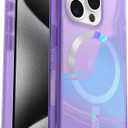 OtterBox iPhone 15 Pro (ONLY) - Symmetry Series+ Case - Clear/Purple, Snaps to MagSafe, Ultra-Sleek, Raised Edges Protect Camera & Screen - Non-Retail Packaging