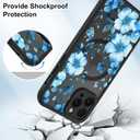 OOK Magnetic Case Fit for iPhone 11 Pro Max 6.5 Inch (Compatible with MagSafe) Soft TPU and Hard PC Phone Cover with Blue Floral Flowers Anti-Scratch Shockproof Protection Case for Women