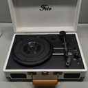 Vinyl Record Player Bluetooth with Speakers 3 Speed Portable Turntable Suitcase Built in 2 Speakers RCA Line Out AUX Headphone Jack PC Recorder-White