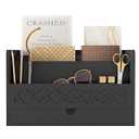 Wisuce Bamboo Mail Organizer Countertop Desktop with Drawer - Desk Organizer with File Organizer for Office Supplies All-in-One Desk File Organizer with Pencil Holder for Paper Letter Envelope Bill 