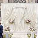 6 Panels 5x12ft Ivory Backdrop Curtains for Parties, Wrinkle Free Polyester Ivory Photo Backdrop Drapes 12 ft Long Back Drop Cloth for Wedding Birthday Photography Background Party