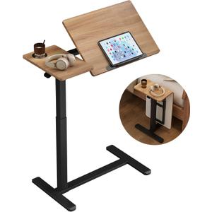 Ytaoka Height Adjustable Standing Desk with Wheels Foldable Standing Desk Mobile Tilting Laptop Desk Rolling Overbed Table for Home Office Bedroom Living Room