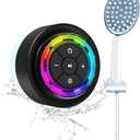 XLEADER SoundAngel Mate(2 Gen) Bluetooth Shower Speaker, Certified IPX7 Waterproof, 8W Crystal Sound&Rich Bass, 12H Playtime, Christmas Stocking Stuffers for Teens Women Men, White Elephant Gifts (Line Light)