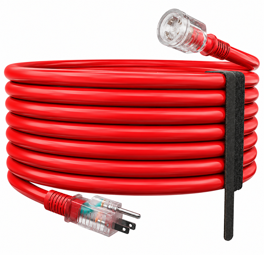 Red Outdoor Extension Cord Waterproof, 3 Prong Flexible Cold Weatherproof Extension Cord 35ft