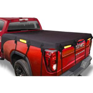 Upgraded Truck Bed Tarp Cover for Standard Bed (6.5' Box) Fit for Ford F150 GMC Silverado Ram, Waterproof Heavy Duty 600D Oxford Fabric, Pickup Truck Bed Cover with Bungee Webbings-Black