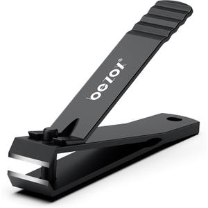BEZOX Large Toe Nail Clippers for Thick Nails - Straight Edge Nails Clipper for Men, Toenails Clipper for Seniors, Heavy Duty Stainless Steel Fingernail Clippers for Women, Thick Toenails Tool - Black