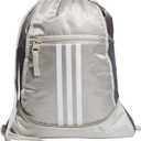 adidas Alliance Sackpack, Drawstring, Lightweight Small Gym Bag for Women, Soccer Backpack, Wonder Alumina Grey/Putty Beige/White, One Size