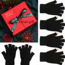 monochef Fingerless Gloves Half Finger Winter Warm Knit Thermal Working Running Biking Driving Typing Men Women Black (Black)