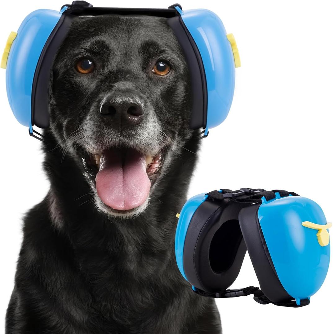 New Dog Ear Muffs for Noise Protection - 30dB NRR Dog Headphones, Noise Cancelling Hearing Protection Against Thunder/Fireworks/Vacuums, Upgraded Design with Bell Accent (Blue, X-Large)