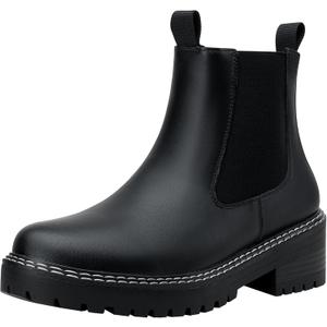 Jeossy Women's 9605 Chelsea Ankle Boots Slip on Short Booties (Black)