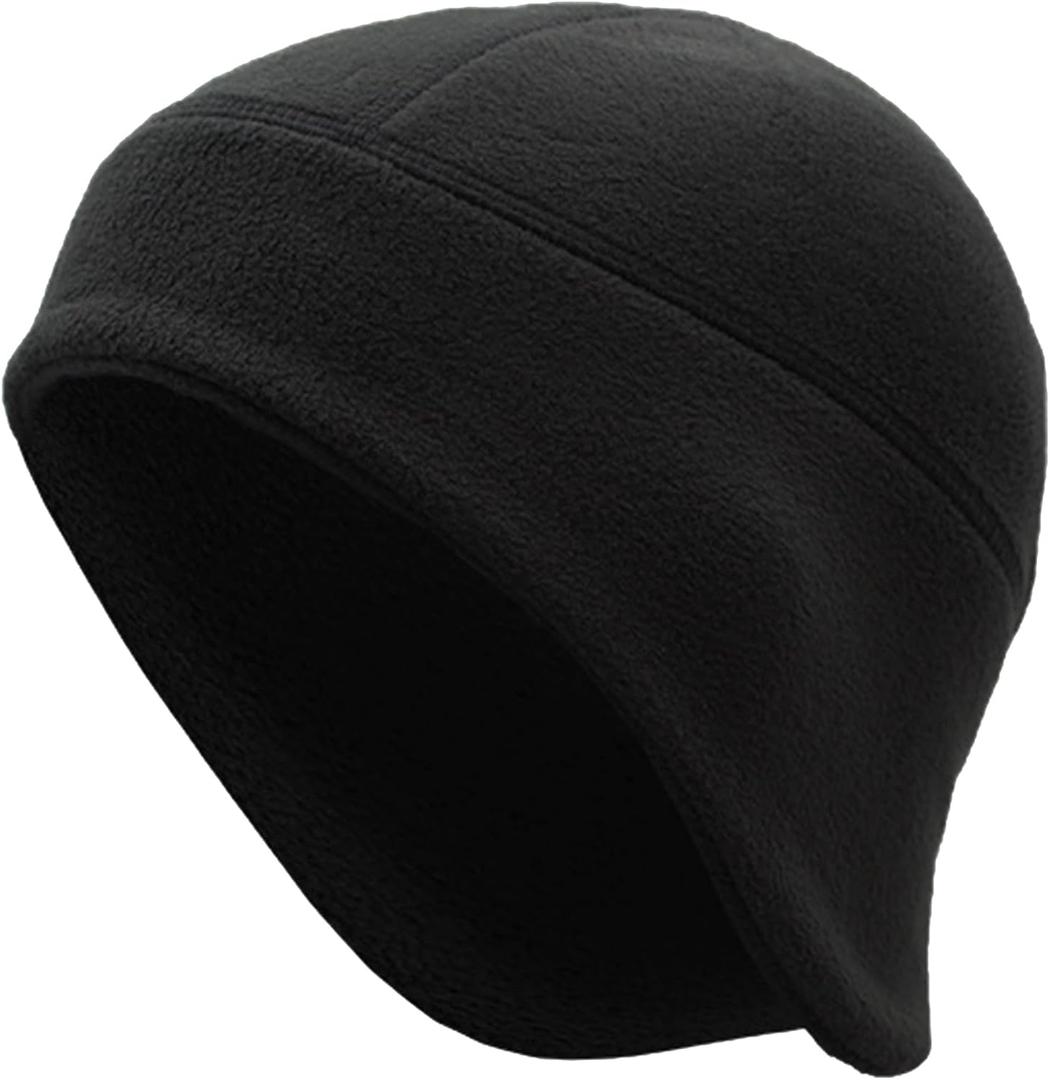 Thermal Helmet Liner Tactical Beanie Hat Ear Flaps Men Winter Warm Fleece Skull Cap Moto/Cycling/Running (Black), Medium
