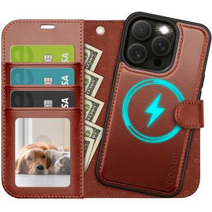 OCASE for iPhone 13 Pro Case Detachable Wallet Case with Card Holder, 2 in 1 Pu Leather Flip Folio with RFID Blocking Stand Wrist Strap Shockproof Phone Cover 6.1 Inch 2021, Brown