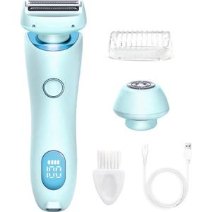 Razor for Women,Shaver Glide Razor, 3.0 Electric Beauty TrimmerRechargeable, Portable and Free Exfoliating Glove (Blue)