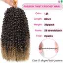 VIOLET Short Crochet Hair For Black Women 8 Bundles Passion Twist Hair 8 Inch Curly Crochet Hair Kinky Crochet Hair Curly Braiding Hair Kids Crochet Hair Gogo Beach Curl Crochet Hair (T27)