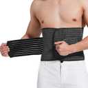 Mens Abdominal Binder for Post Surgery Recovery  Adjustable Compression Support Belt for Hernia Repair, Abdominal Surgery & Core Stability (Large, Black)