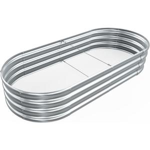 MOFEEZ Galvanized Raised Garden Bed Kit, 7x3x1 Ft Galvanized Planter Raised Beds, Oval Large Metal Raised Garden Beds Outdoor for Vegetables, Flowers, Herbs, and Fruits