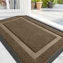 OLANLY Front Door Mat Indoor Outdoor Entrance, Waterproof All-Season, All-Weather Doormat, Sturdy Natural Rubber, Fade Resistant, Low Profile, Easy Clean Patio Porch Entryway Mat, 29.5x17, Brown