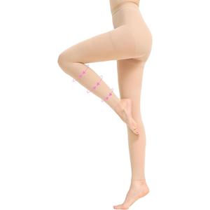 20-30 mmHg Graduated Compression Pantyhose for Women, Footless High Waist Support Compression Tights & Leggings for Swelling Relief, Circulation Boost & Travel Comfort, Beige, 3X-Large