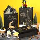 Funrous 16 Pcs Gold Black Christmas Bags with Tissue Paper Xmas Black and Gold Gift Bags Metallic Gold Black Goody Treat Bags with Handles for Christmas Thanksgiving Candy Cookies Party Supplies