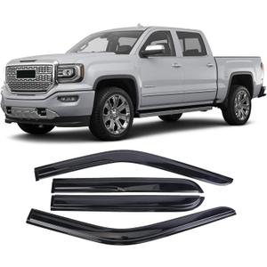 Window Visors Rain Guards Deflector 4 Piece Set for 2014-2018 Chevrolet Silverado & GMC Sierra 1500 2500HD 3500HD Crew Cab 94536