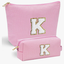 YOOLIFE Valentines Day Gifts for Women Kids Teen Girls Birthday Gifts for 6 7 8 9 10 11 12 13 Year Old Girls Initial Birthday Gift Makeup Bag for Girl Daughter Sister Teacher Friend Girlfriend Pink K