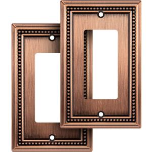 Henne Bery Sunken Pearls Heavy Duty Decorative Wall Plate Switch Plate Outlet Cover (Single Decorator, 2 Pack, Antique Copper)