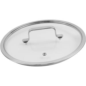 LC LICTOP Flat Tempered Glass Lid, Fit for 10 Inch Cookware, Universal Pot and Pan Cover Replacement - Dishwasher Oven Safe, Glass Cover with Stainless Steel Edge & Rectangular Handle for Kitchen (Silver B)