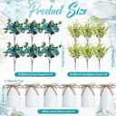 6 Sets Artificial Peonies Flowers, 6 Artificial Peony with Vase 6 Faux Eucalyptus, Faux Silk Peony Bouquet Spring Flowers for Decoration Wedding Party Home Dining (Teal)