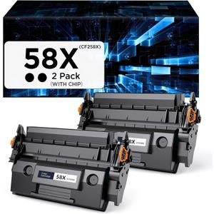 58X CF258X Toner Cartridge (with Chip) High Yield Compatible for HP 58X CF258X 58A CF258A use with Laserjet MFP M428dw M428fdw M428fdn Pro M404n M404dn M404dw M304a Printer (2 Black)