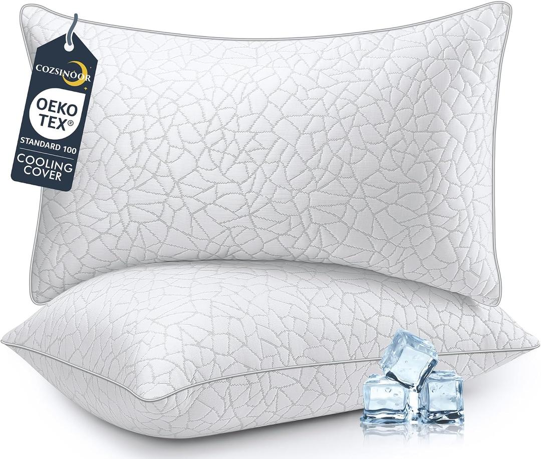 COZSINOOR King Size Bed Pillows - Breathable Premium Down Alternative Pillows Set of 2 for Side, Back, and Stomach Sleepers Cooling Hotel Quality Fluffy Soft Microfiber Fill Skin-Friendly