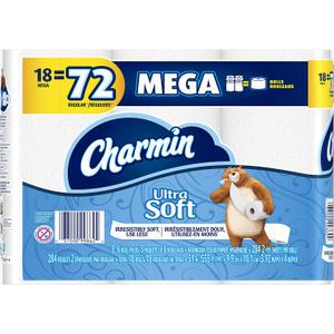 Charmin Ultra Soft Toilet Paper, 18 Mega Rolls
