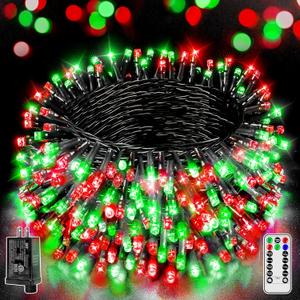 Bright Christmas 500 LED 164 FT Christmas Lights, Waterproof Outdoor String Lights with Remote and Timer, Christmas Tree Lights with 8 Modes Dimmable, Fairy Lights for Holiday Decor (Red and Green)