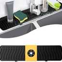 COBETE Kitchen Sink Splash Guard, 24in Faucet Mat Splash Catcher, Handle Drip Catcher Tray, Multipurpose for Kitchen Dish Drying Mats Sponge Holder and Bathroom Countertop Protect(Black)