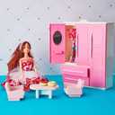 Doll Closet Furniture Wardrobe Clothing Organizer Doll Open Wardrobe Dollhouse Closet with 20 Pieces Hangers 2 Style Pink Plastic Hangers Dollhouse Furniture Accessories(Classic Style)