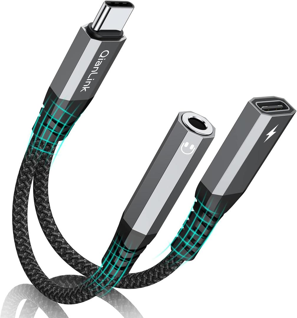 4 x USB C to 3.5mm Headphone and Charger Adapter, 2-in-1 Type C to Aux Jack Cable with PD 60W Fast Charging for iPhone15 16 17 Pro Max, Samsung Galaxy S22 S23 S24 S25 Ultra, Note 20, iPad Air4, Pixel 8 9